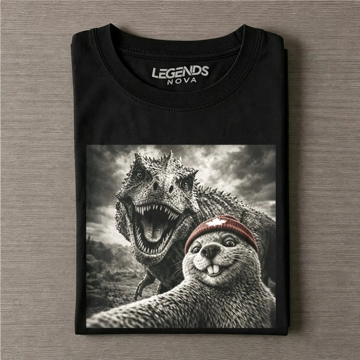 Beaver Selfie Encounter Dinosaur T-shirt