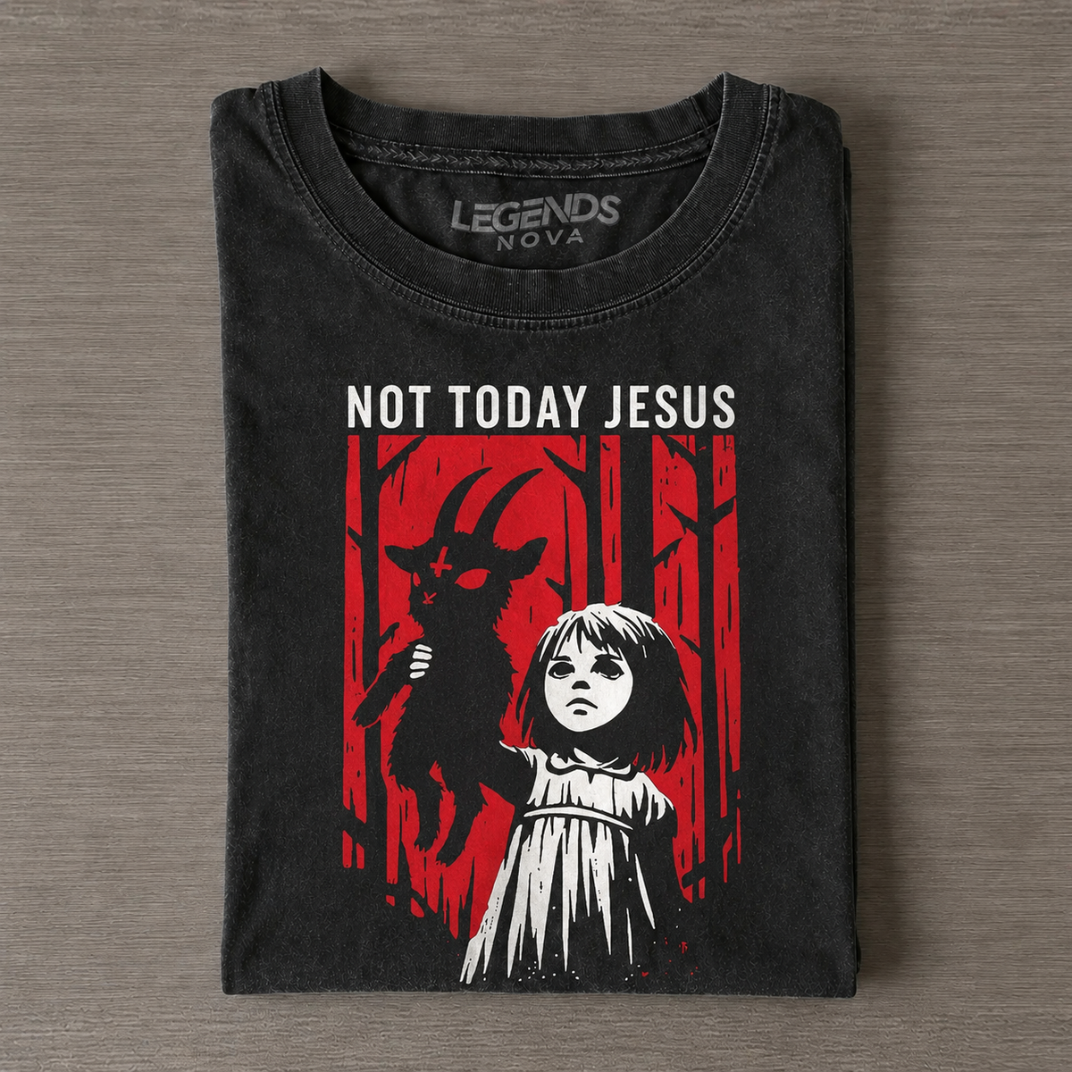"Not Today Jesus" Baphomet Goat Design Gothic Unisex Graphic T-Shirt